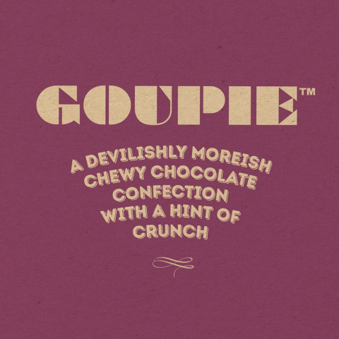 Brand logo and statement for groupie chocolates.